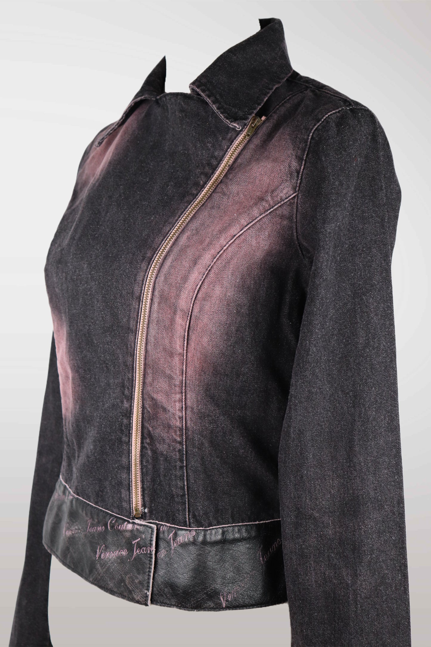 90s Versace Jeans Couture Pink Stone Wash Denim Jacket