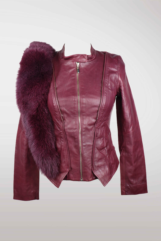 Burgundy Sheepskin & Rabbit Fur Jacket