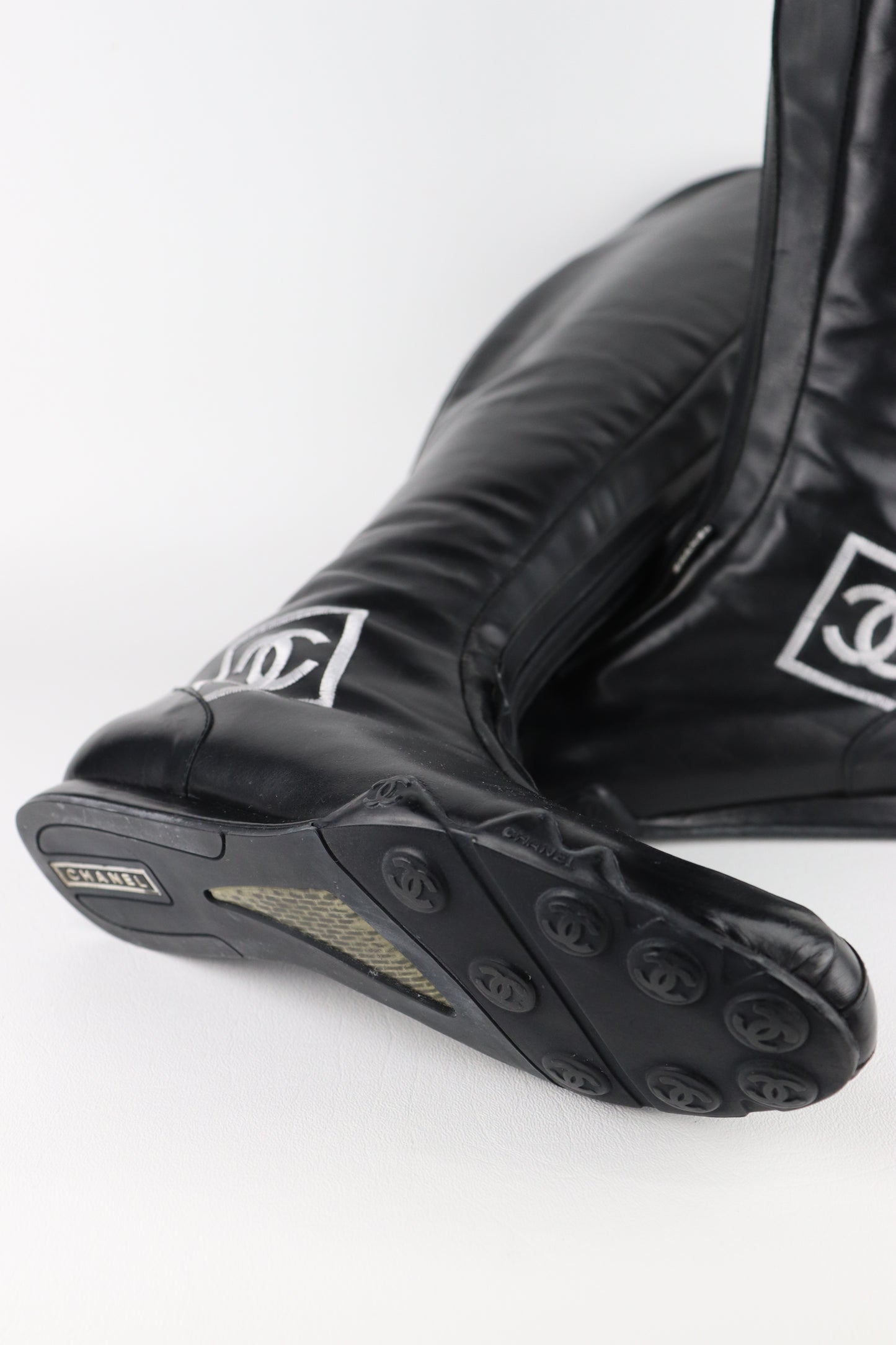 RARE Chanel CC Logo Moto Boots | EU35.5 | US6