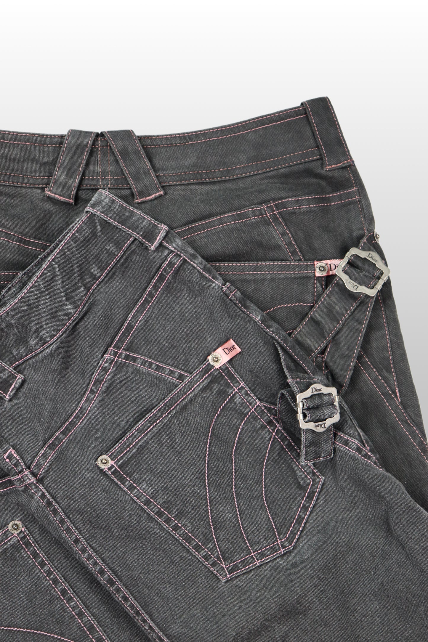 RARE FW04 Christian Dior Pink Stitch Denim Pants