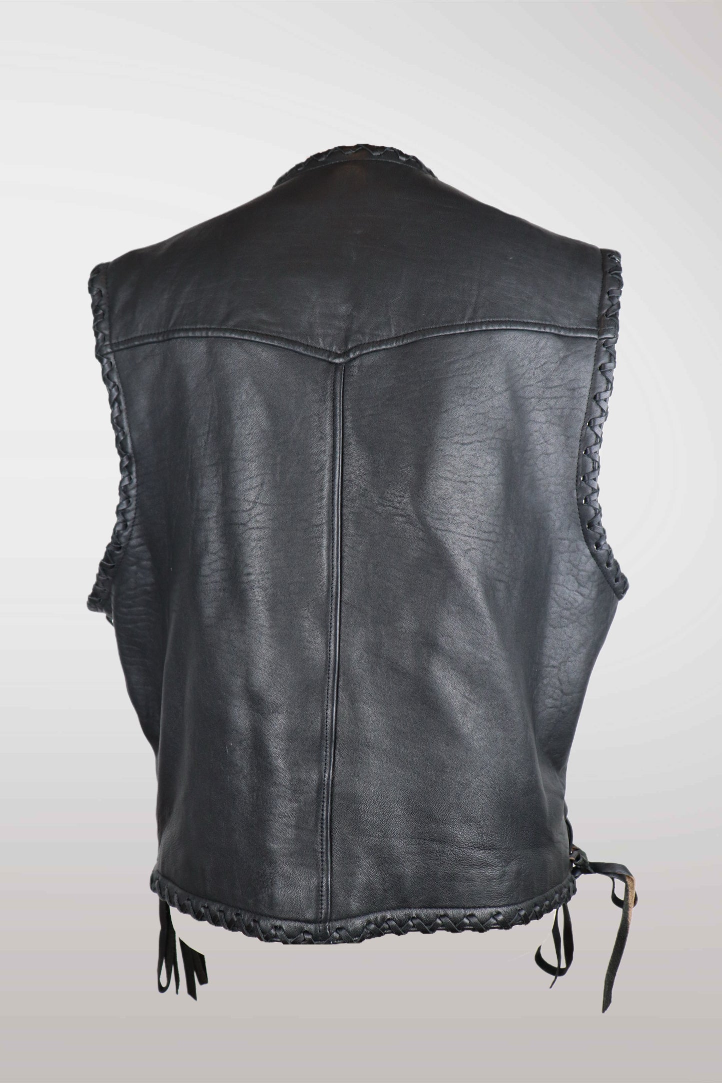 Black leather vest with lace-up details on a white background
mint condition vintage
designer archive piece
rare runway sample
one of a kind vintage
limited edition designer
authentic vintage designer
rare vintage designer find
collectible vintage fashion
high-end vintage clothing
luxury vintage apparel
designer vintage statement piece
genuine vintage couture
archival designer clothing
runway vintage fashion
vintage designer investment piece