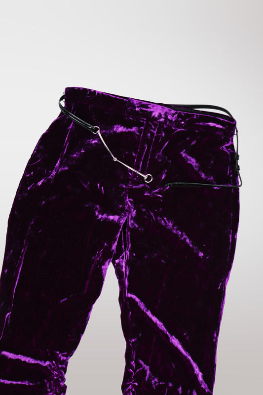 Gucci F/W 2023 Purple Belted Velour Ruched Pants