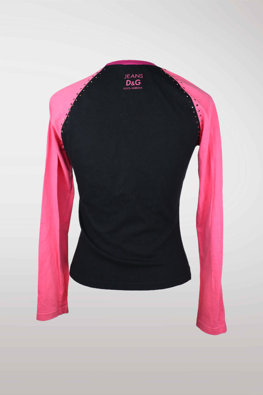 D&G Black & Pink Rhinestone 'Rebel' Tee