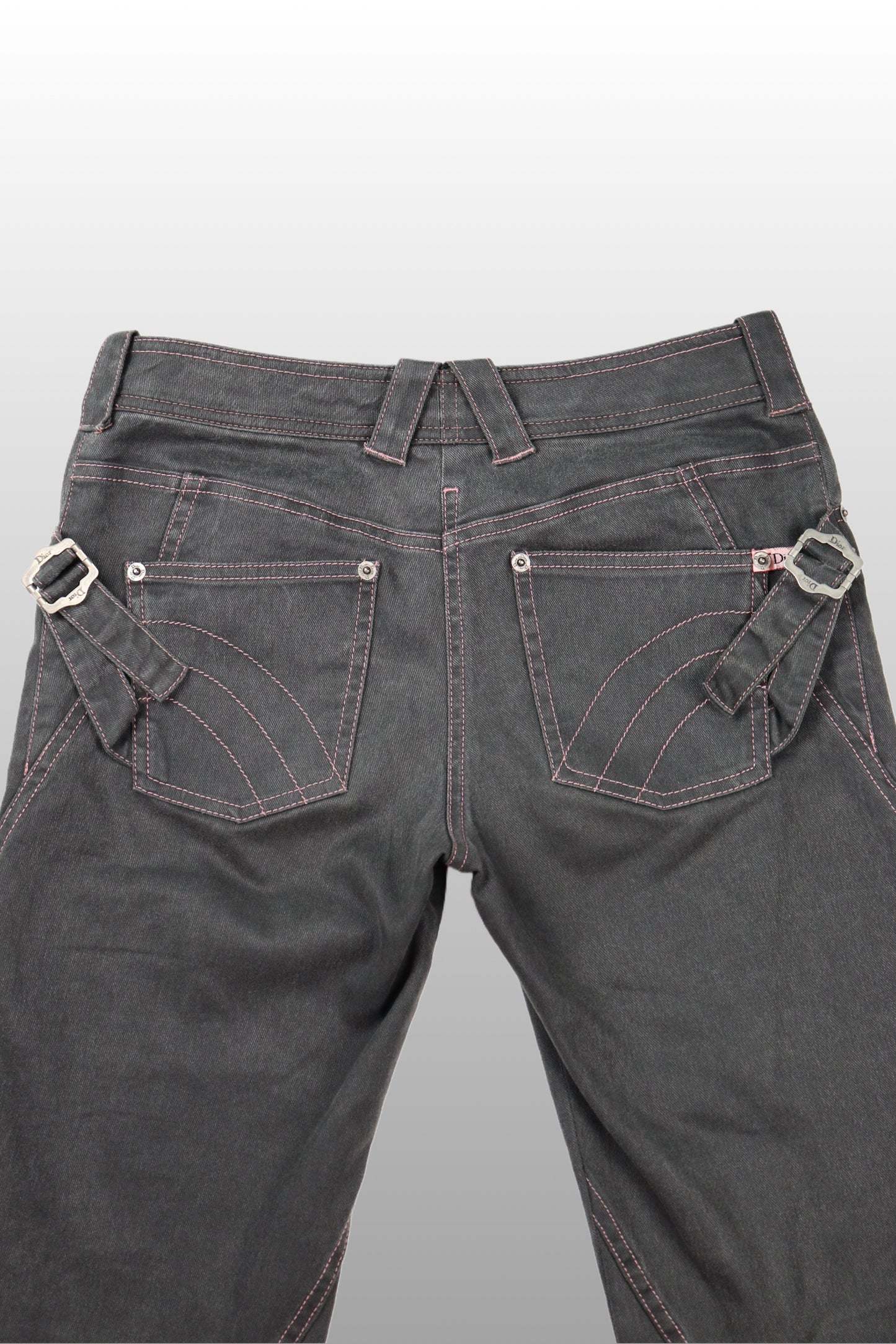 RARE FW04 Christian Dior Pink Stitch Denim Pants