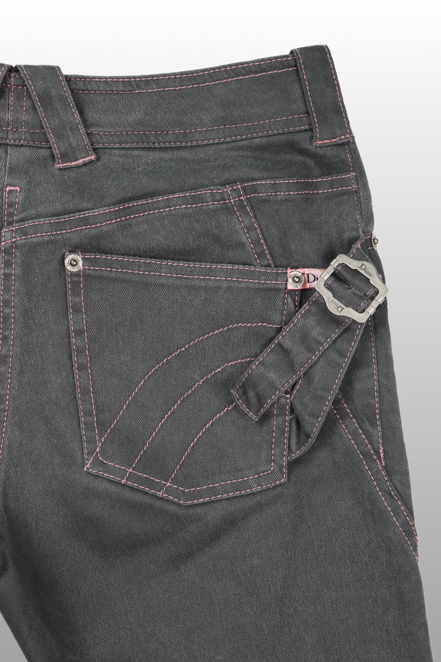 RARE FW04 Christian Dior Pink Stitch Denim Pants