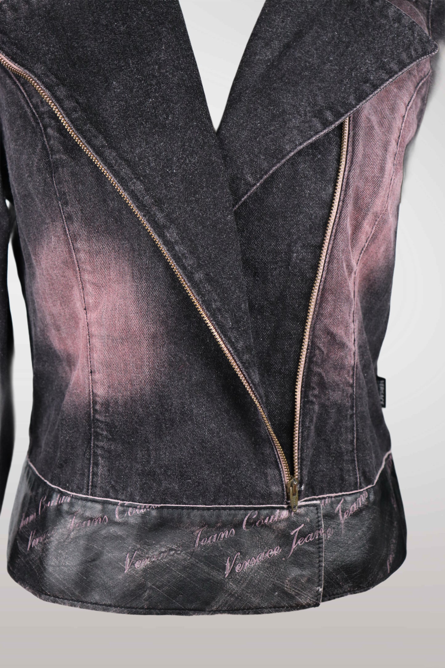 90s Versace Jeans Couture Pink Stone Wash Denim Jacket