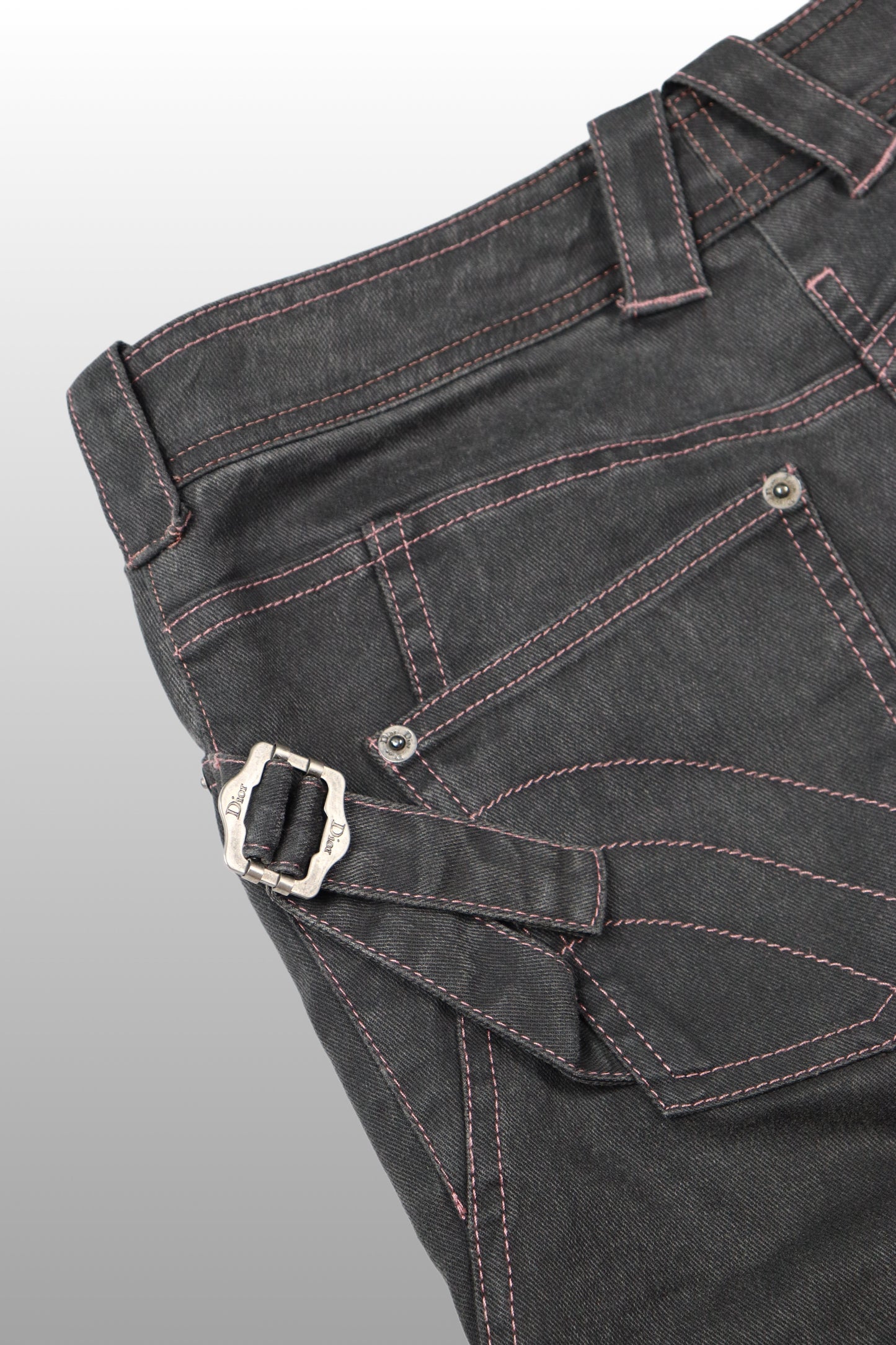 RARE FW04 Christian Dior Pink Stitch Denim Pants