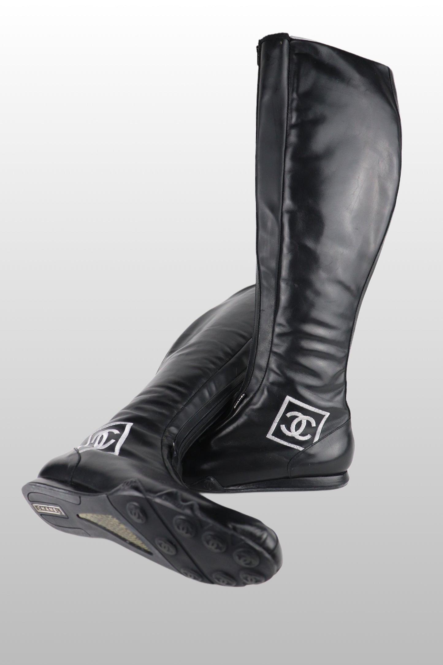 RARE Chanel CC Logo Moto Boots | EU35.5 | US6