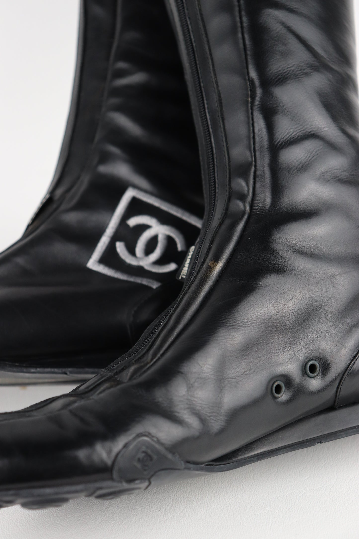 RARE Chanel CC Logo Moto Boots | EU35.5 | US6