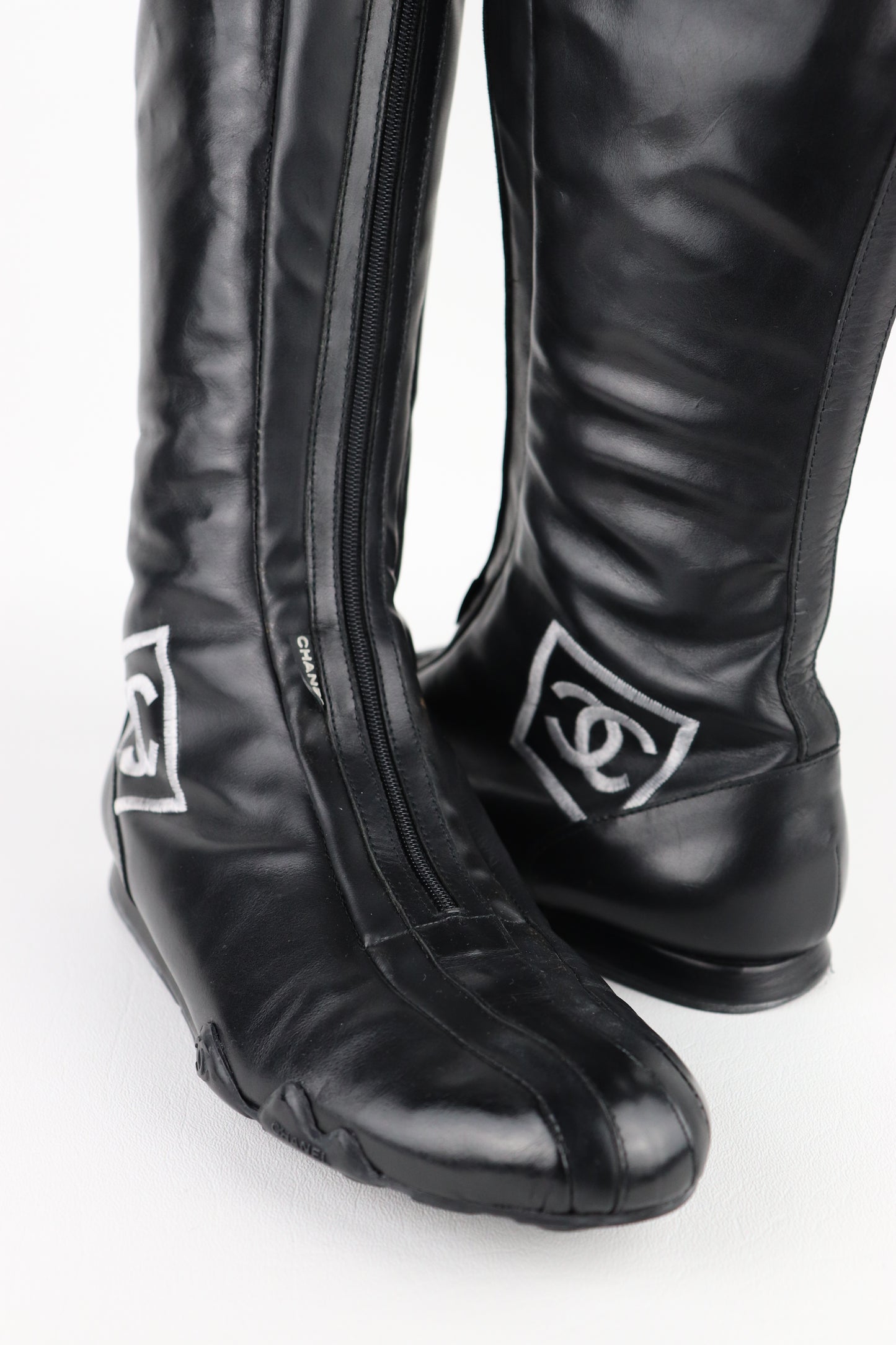 RARE Chanel CC Logo Moto Boots | EU35.5 | US6