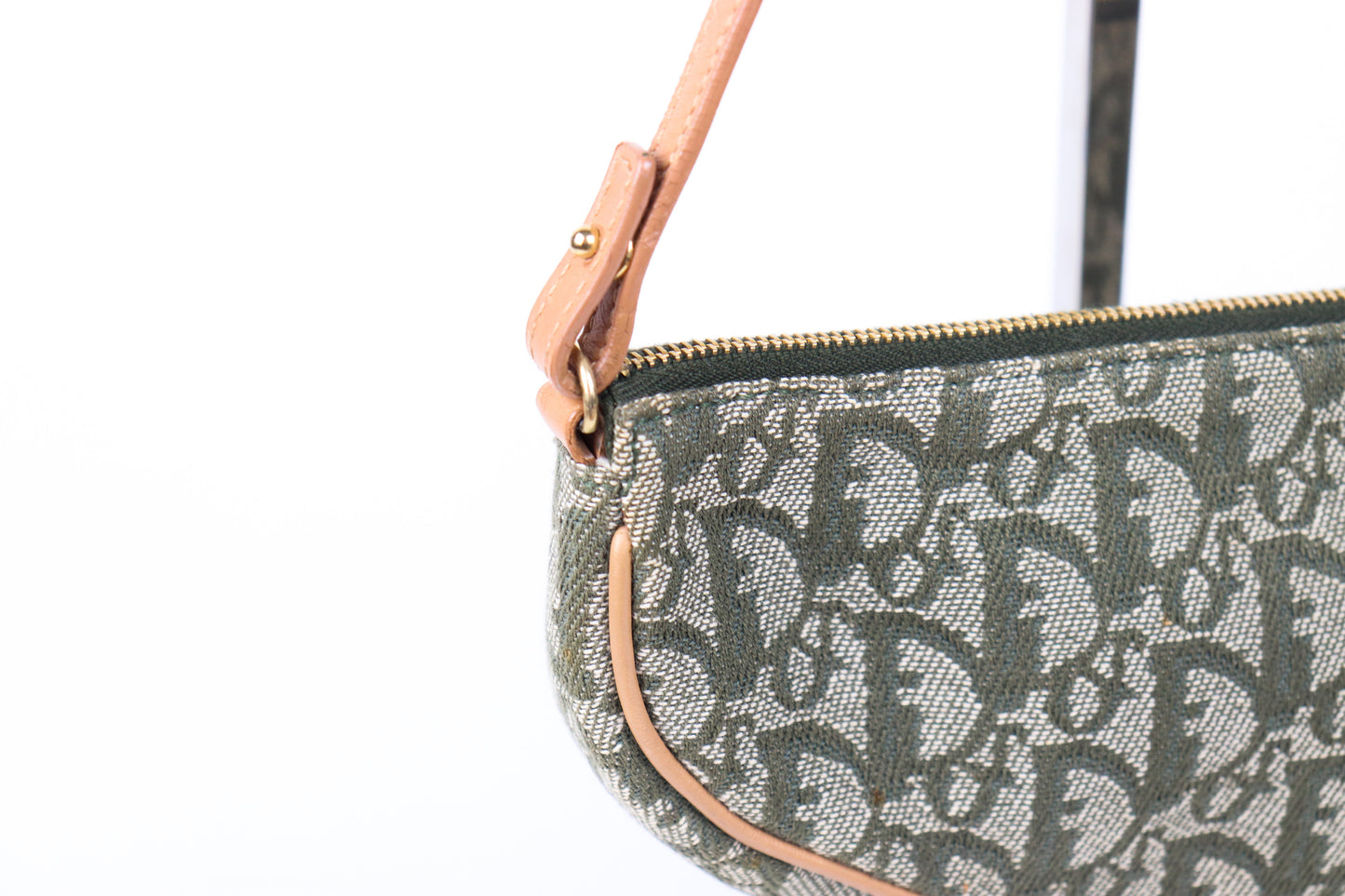 2000s Christian Dior Khaki Monogram Trotter Saddle Bag