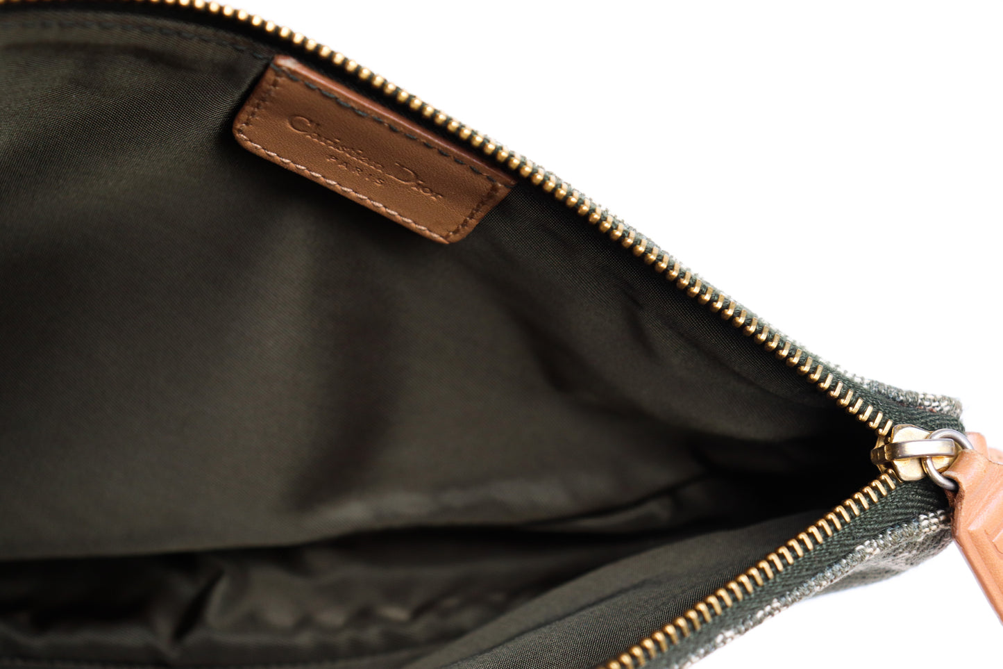 2000s Christian Dior Khaki Monogram Trotter Saddle Bag
