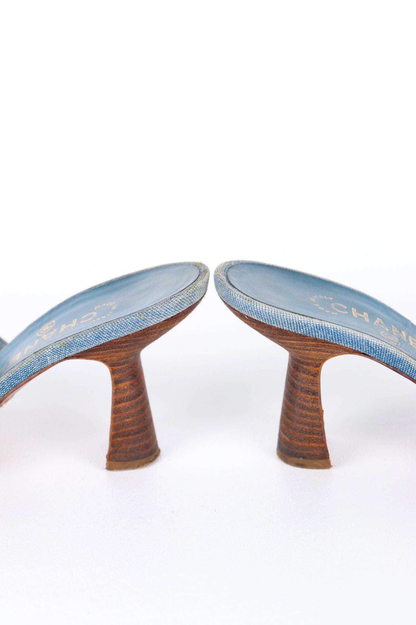 Vintage Chanel Denim Mule Heels