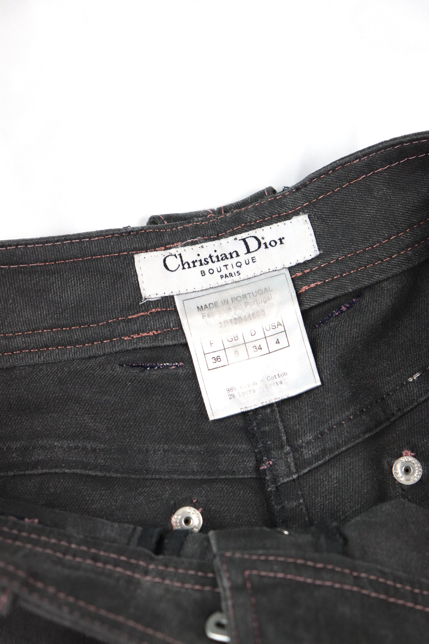 RARE FW04 Christian Dior Pink Stitch Denim Pants