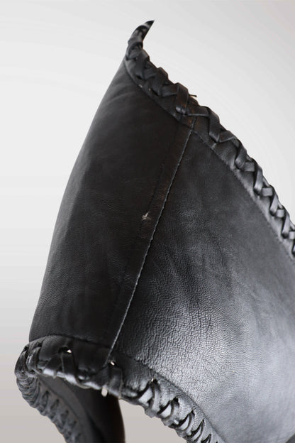 Black leather hood with frayed edge on a white background
mint condition vintage
designer archive piece
rare runway sample
one of a kind vintage
limited edition designer
authentic vintage designer
rare vintage designer find
collectible vintage fashion
high-end vintage clothing
luxury vintage apparel
designer vintage statement piece
genuine vintage couture
archival designer clothing
runway vintage fashion
vintage designer investment piece