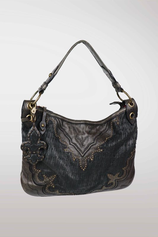 Isabella Fiore Leather Boho Apliqué Shoulder Bag
