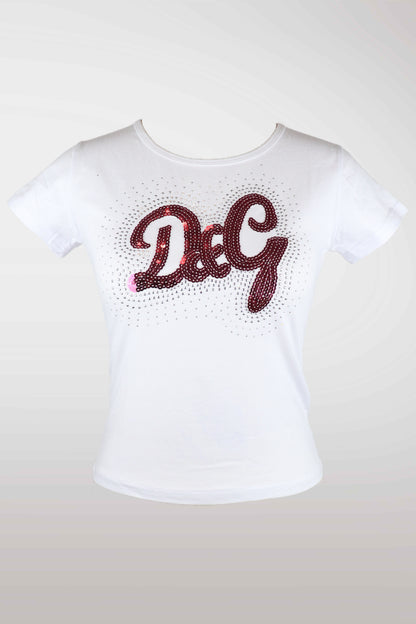 White t-shirt with red 'D&G' logo on a light gray background
mint condition vintage
designer archive piece
rare runway sample
one of a kind vintage
limited edition designer
authentic vintage designer
rare vintage designer find
collectible vintage fashion
high-end vintage clothing
luxury vintage apparel
designer vintage statement piece
genuine vintage couture
archival designer clothing
runway vintage fashion
vintage designer investment piece