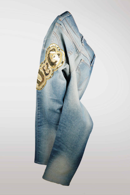 D&G Gold Sequin Logo Jeans