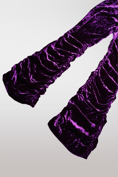 Gucci F/W 2023 Purple Belted Velour Ruched Pants
