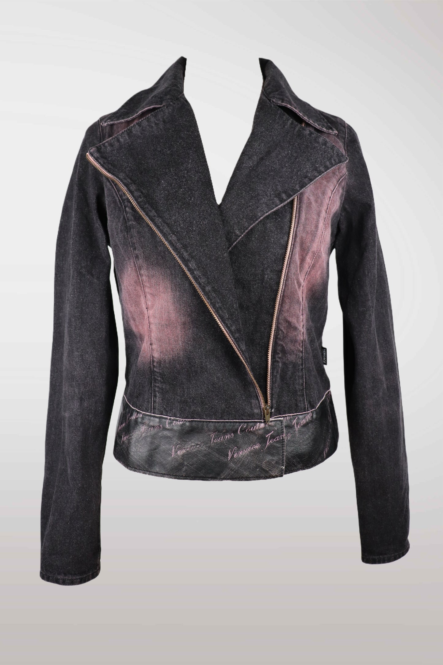 90s Versace Jeans Couture Pink Stone Wash Denim Jacket