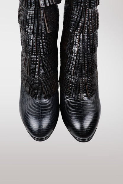 Sergio Rossi F/W 2010 Lizard Leather Fringe Boots