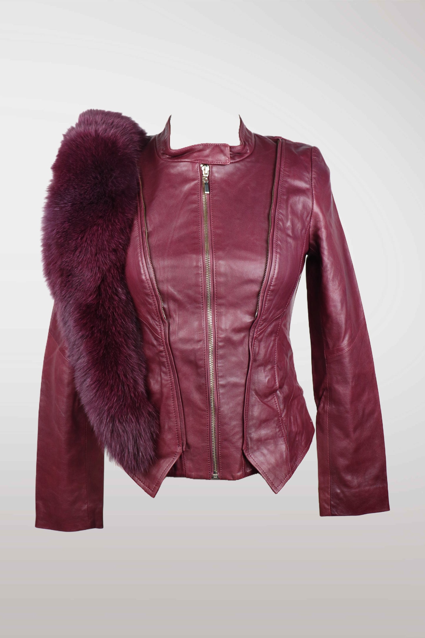 Burgundy Sheepskin & Rabbit Fur Jacket