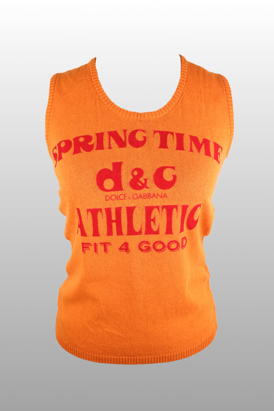 Dolce & Gabbana Orange Knit Graphic Vest