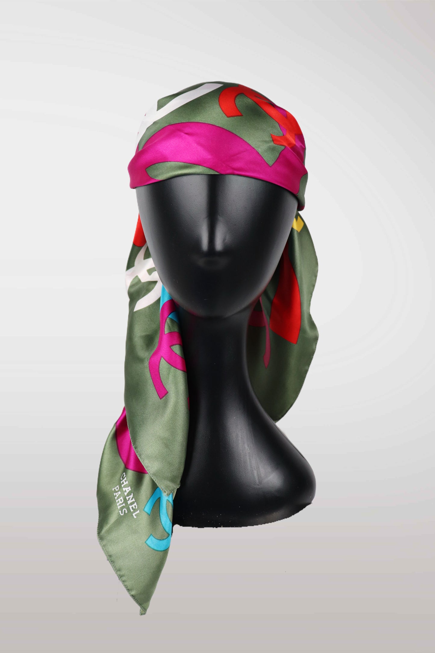 Chanel Multicolor 'CC' Printed Silk Scarf
