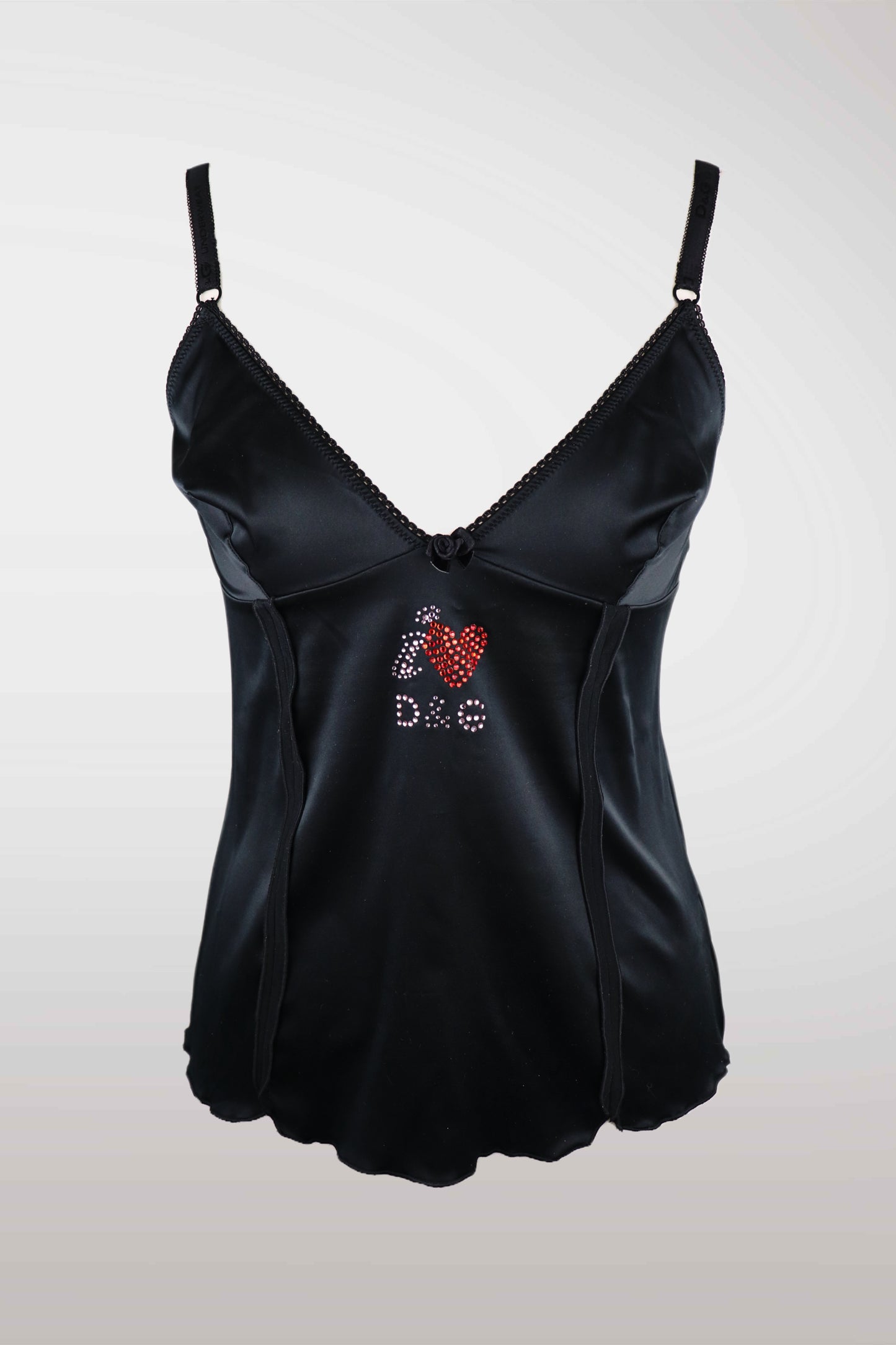 "I <3 D&G" Black Satin Camisole