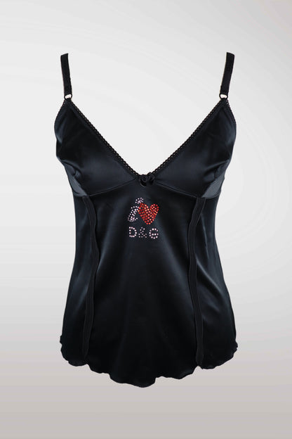 "I <3 D&G" Black Satin Camisole