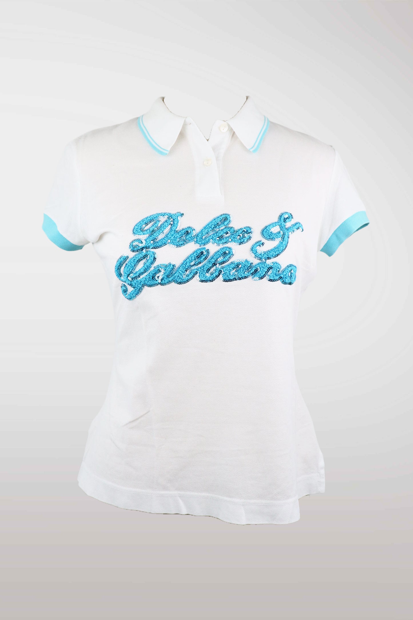 Dolce & Gabbana Turquoise Embellished Polo