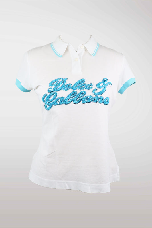Dolce & Gabbana Turquoise Embellished Polo