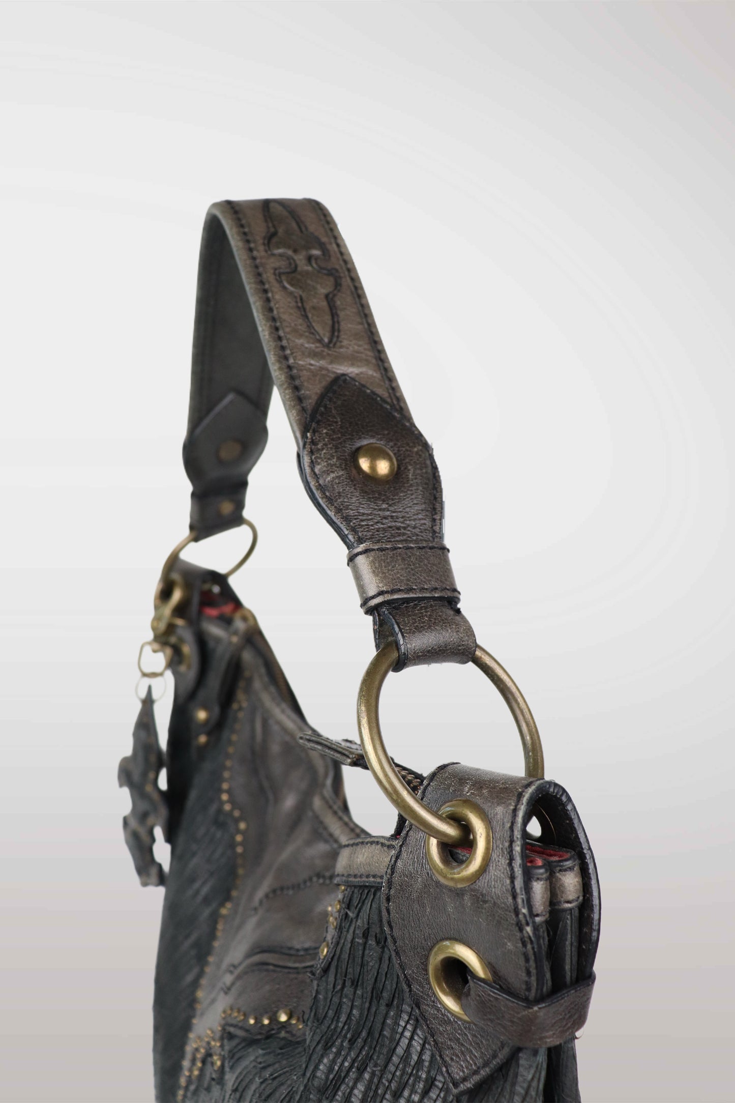 Isabella Fiore Leather Boho Apliqué Shoulder Bag