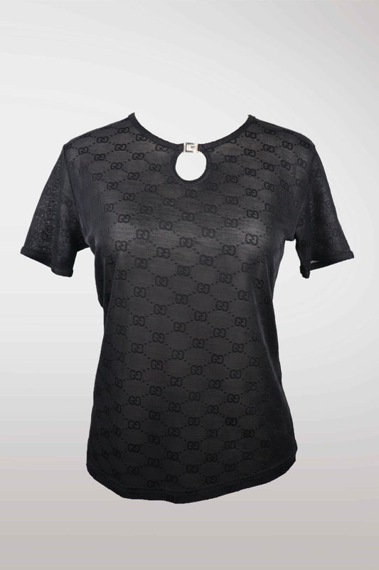Gucci by Tom Ford 'GG' Sheer Keyhole Top (photos)