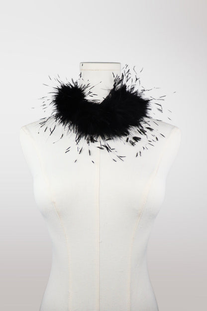 Genuine Black Ostrich Feather Choker