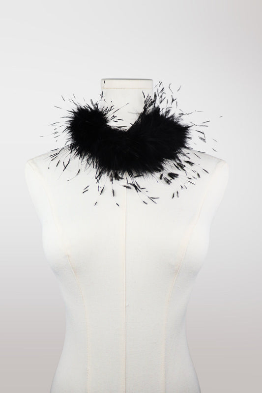 Genuine Black Ostrich Feather Choker