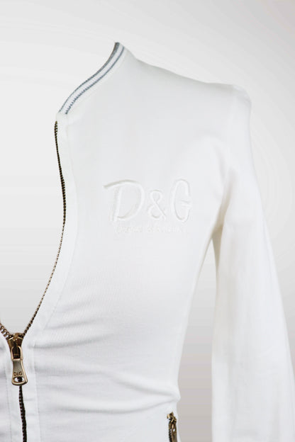 D&G White Zip-Up Track Jacket