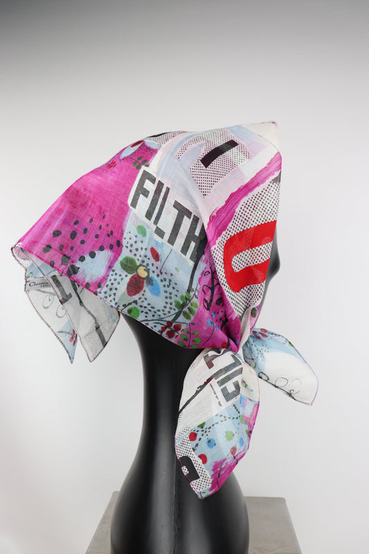 Christian Dior SS03 Filth Print Silk Scarf