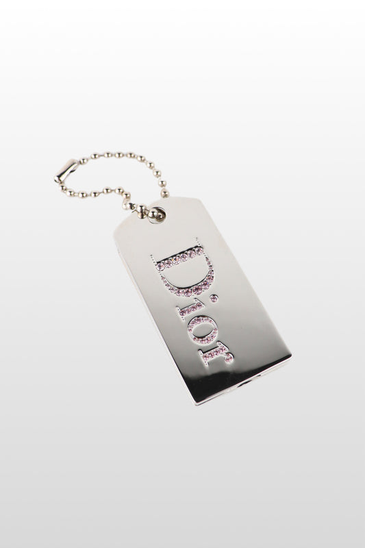 Christian Dior Sparkling Silver Dog Tag Charm