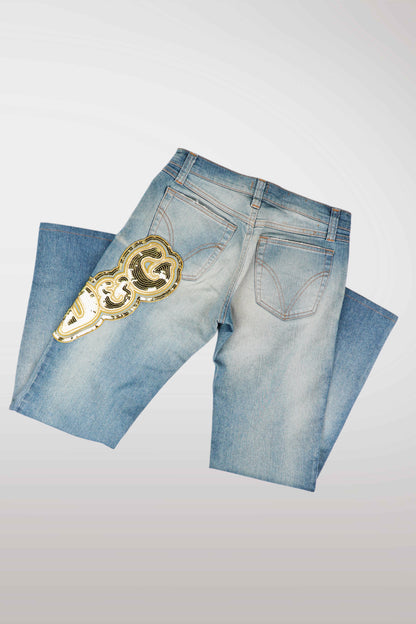 D&G Gold Sequin Logo Jeans