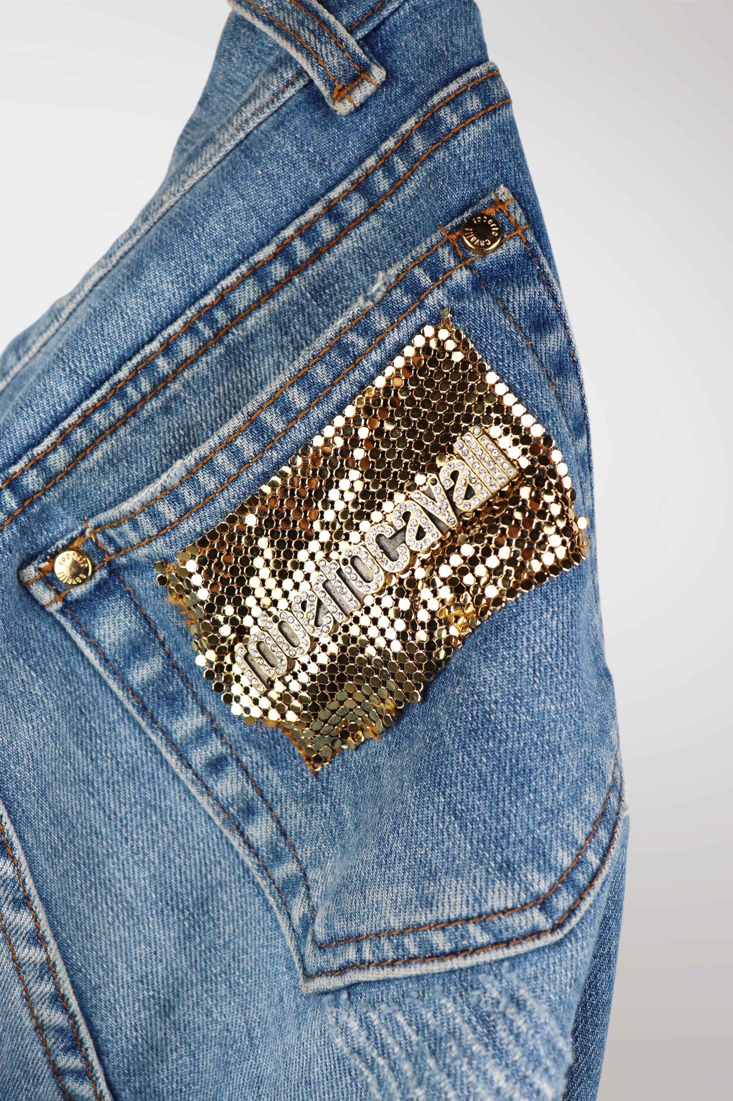 Robert Cavalli Gold Embellished Jeans