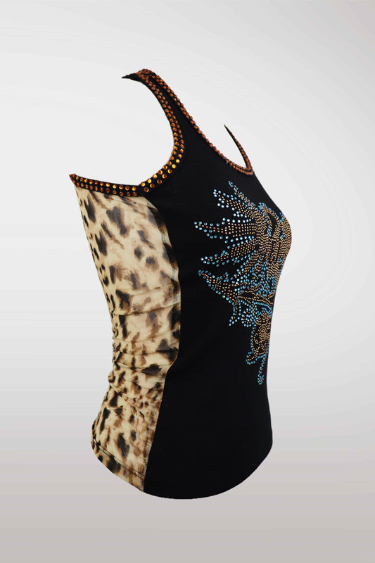 D&G Rhinestone Leopard Mesh Tank