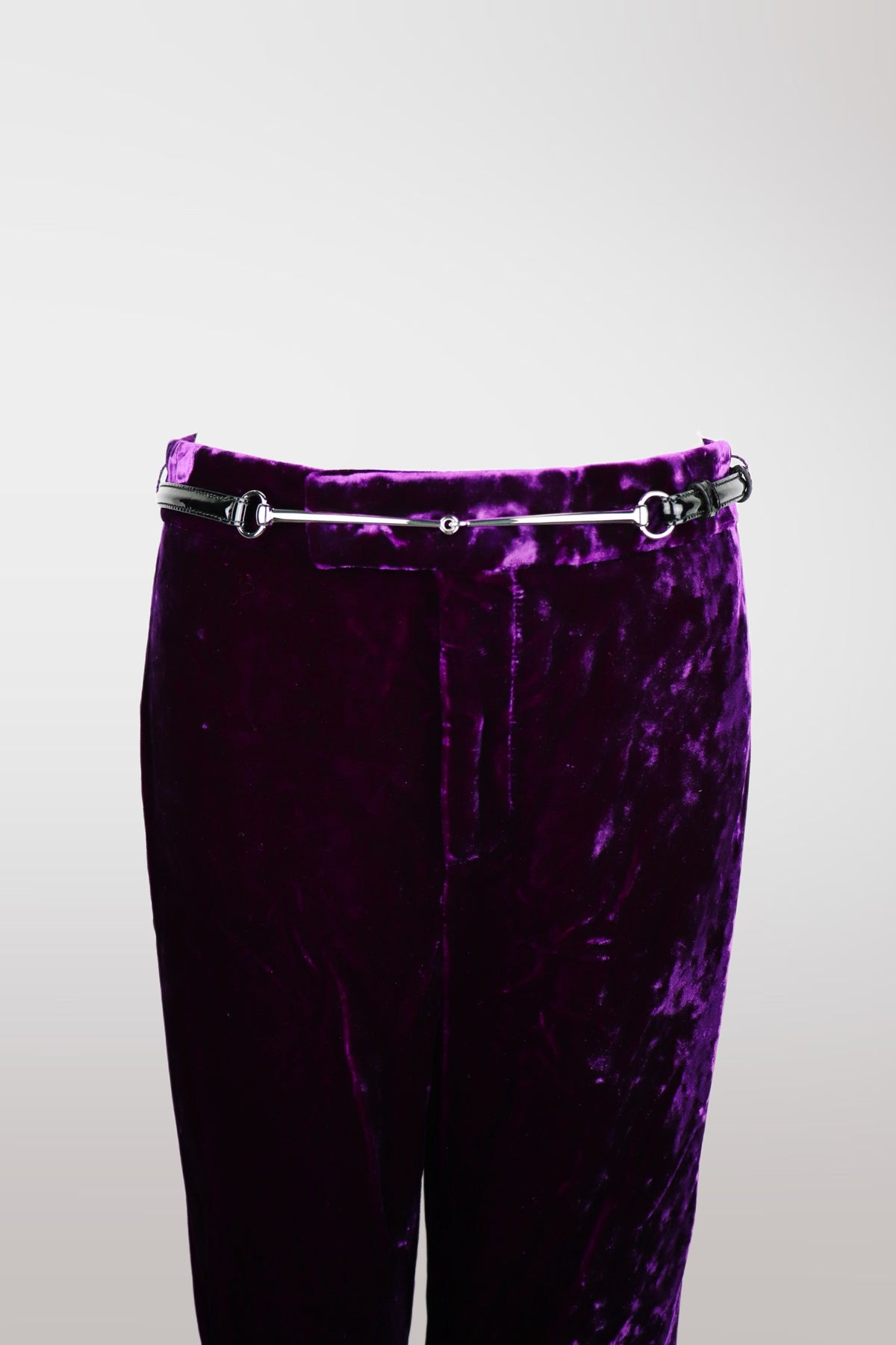 Gucci F/W 2023 Purple Belted Velour Ruched Pants