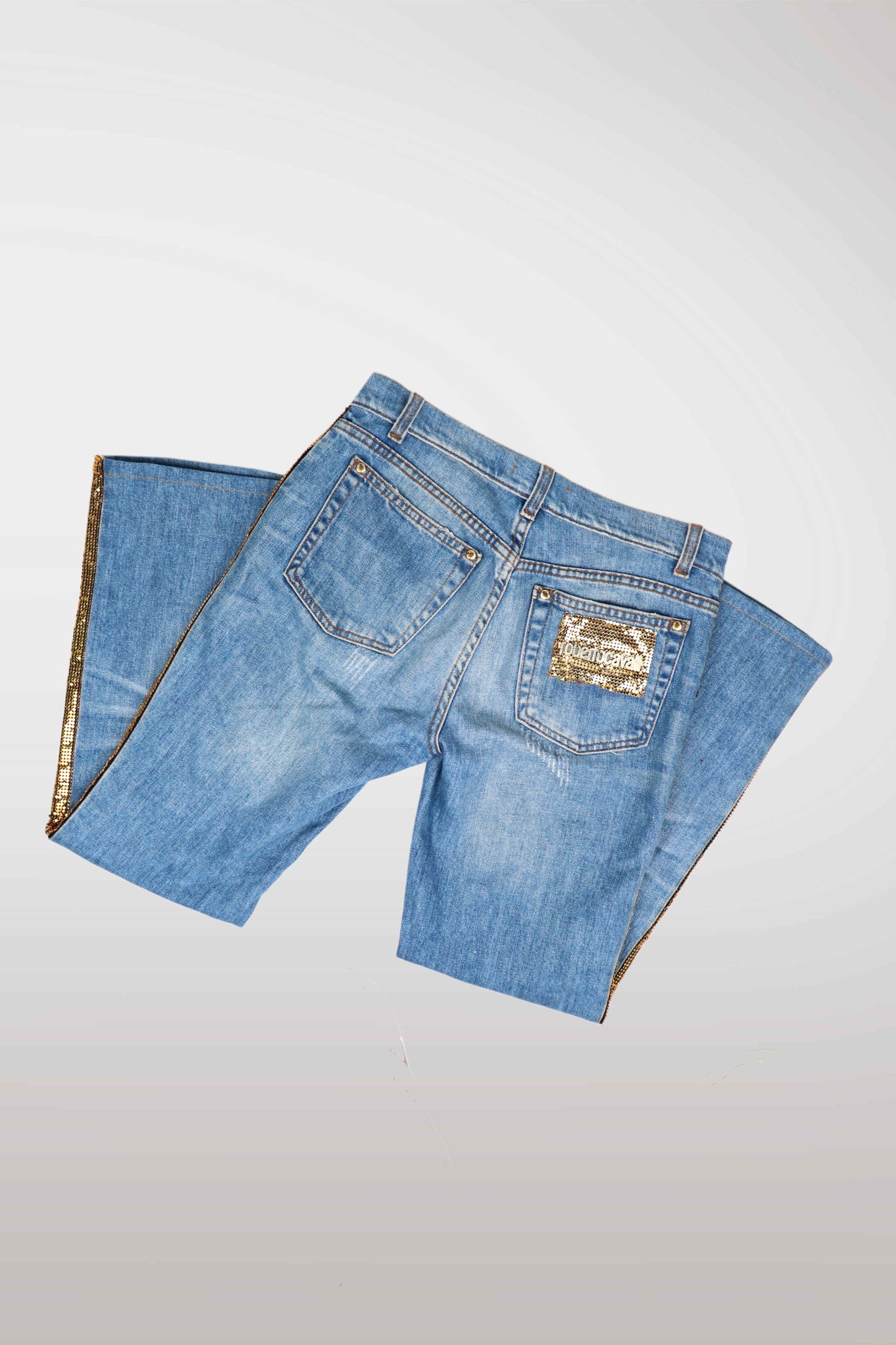 Robert Cavalli Gold Embellished Jeans