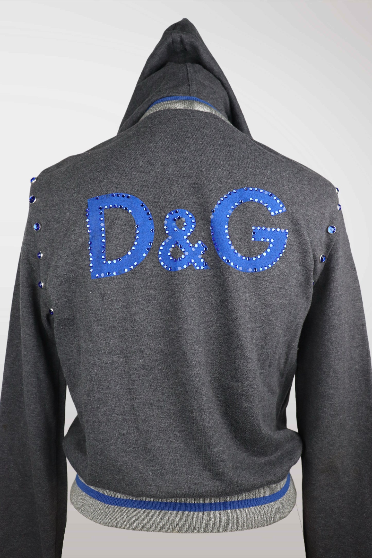RARE D&G Blue Jeweled Zip-up Hooded Jacket