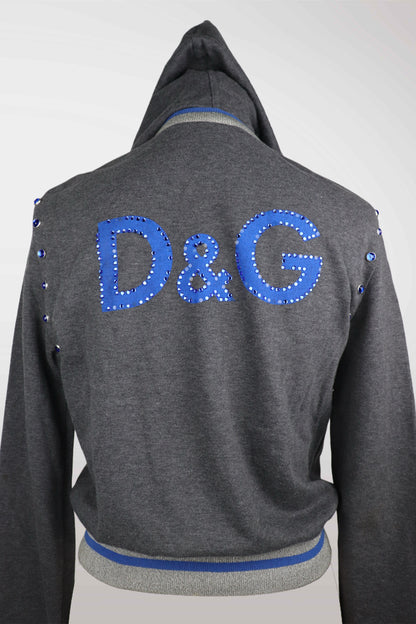 RARE D&G Blue Jeweled Zip-up Hooded Jacket