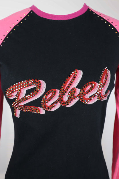 D&G Black & Pink Rhinestone 'Rebel' Tee