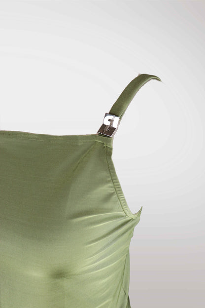 Close-up of a green satin dress with a strap on a light gray background
mint condition vintage
designer archive piece
rare runway sample
one of a kind vintage
limited edition designer
authentic vintage designer
rare vintage designer find
collectible vintage fashion
high-end vintage clothing
luxury vintage apparel
designer vintage statement piece
genuine vintage couture
archival designer clothing
runway vintage fashion
vintage designer investment piece