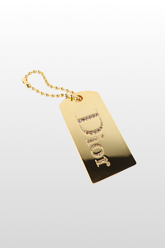Dior Sparkling Gold Dog Tag Charm