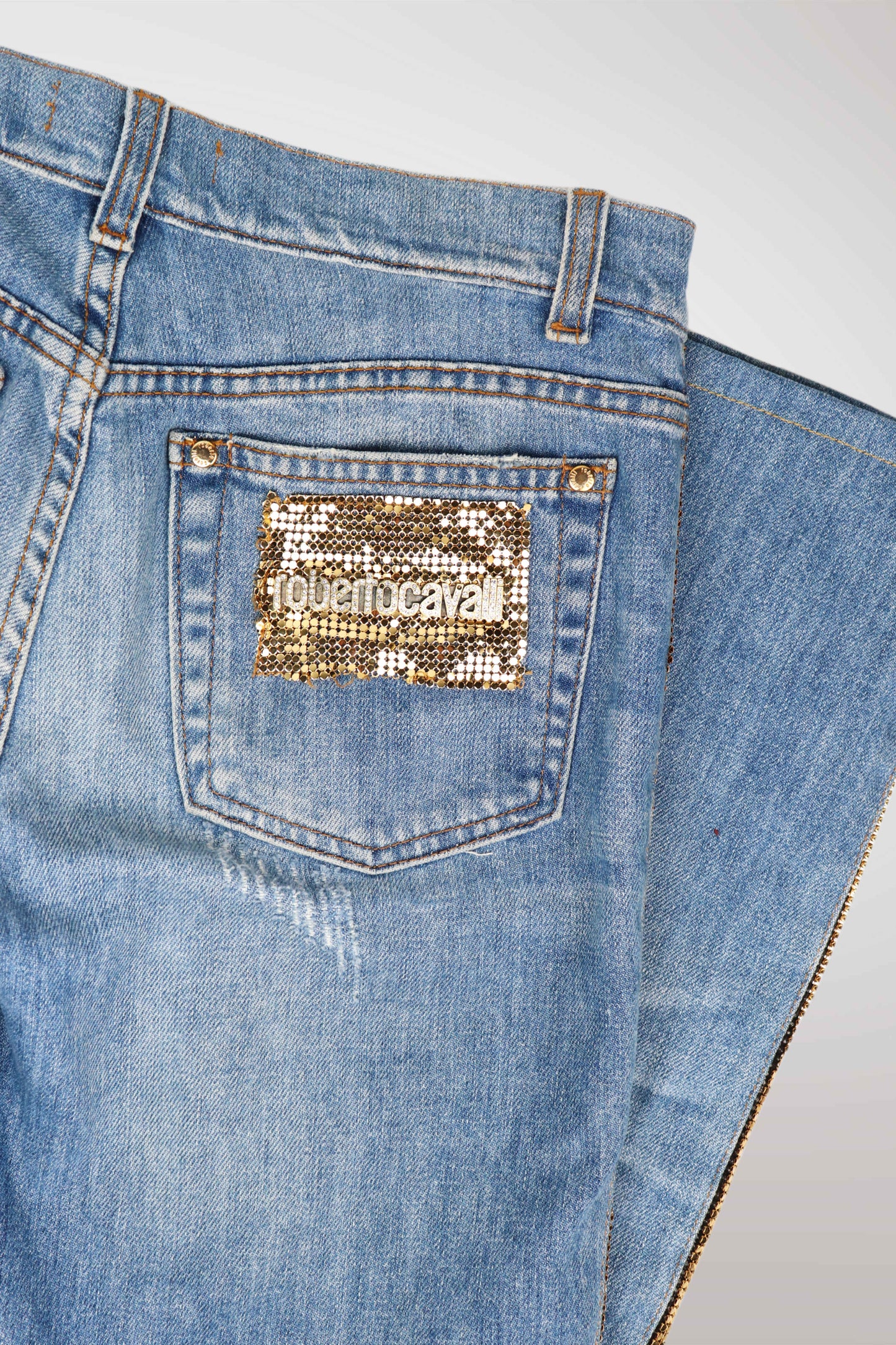 Robert Cavalli Gold Embellished Jeans